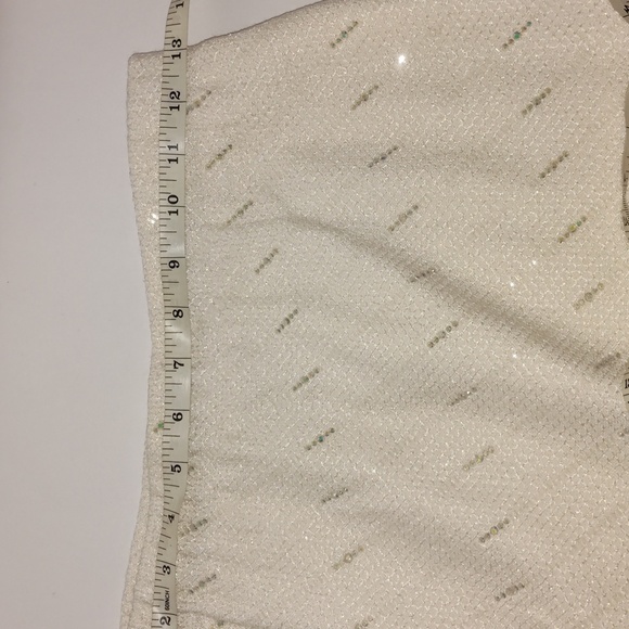 St John Evening By Marie Gray Skirt Rhinestone Sparkly Shiny  Off White Size 4 - Picture 6 of 12